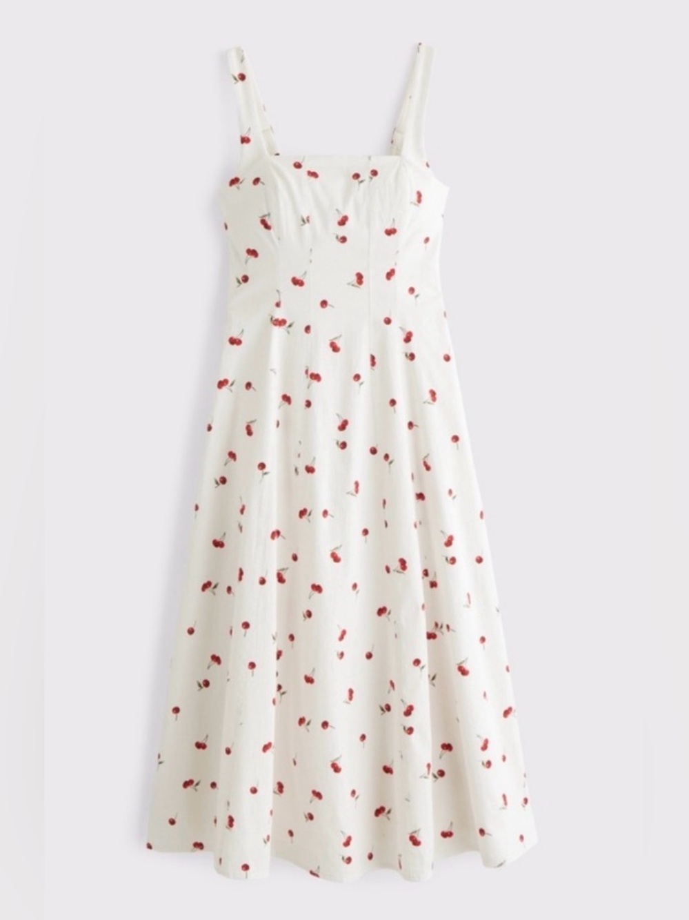 A&F Mila Stretch Midi Dress, cherry print